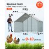 Large Metal Chicken Coop, 9.8 x 6.6 x 6.6 ft, Walk-in Chicken Runs with Waterproof Cover, Spire Roof Hen House Enclosure with Lock