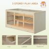 Wooden Hamster Cage Rat Cage with Slide, Tray, Natural Wood