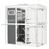 Wooden Cat Catio, 66.5"L Walk in Outdoor Cat House with PVC Weather Protection Roof, Multiple Platforms