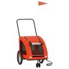 Pet Bike Trailer Orange and Grey Oxford Fabric, Iron, PVC