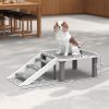 Wooden Dog Training Platform Board with Ladder, Pet Agility System for Indoor Outdoor, Gray