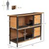 48" 2-Story Large Rabbit Hutch Bunny Cage Wooden Pet House Metal Frame with Individual Room