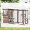 Wooden Cat 76"L Walk in Outdoor Cat House with Asphalt Roof, Lockable Doors