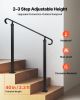 VEVOR Handrails for Outdoor Steps, 2-3 Step Adjustable Height, Carbon Steel Transitional Handrail with Installation Kit
