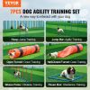 VEVOR Dog Agility Training Equipment, 7 PCS Set Upgrade w/ Adjustable High Hurdles,6 Weave Poles,2 Tunnels,Jump Ring,Pause Box,Whistle,Foldable Bowl