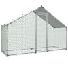 Large Metal Chicken Coop,9.8 x 3.3 x 6.6 ft, Walk-in Chicken Run House with Waterproof Cover & Sturdy Frame