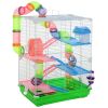 5 Tiers Hamster Cage Portable with Exercise Wheels Play Tube Water Bottle Dishes House Ladder for Gerbils, Green