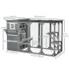 Wooden Cat Catio, 76"L Walk in Outdoor Cat House with Asphalt Roof, Platforms, Lockable Doors, 3-tier Resting Condo, Observation Window, for 2-3 Cats