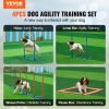 VEVOR Dog Agility Training Equipment, 4 PCS Set with Adjustable High Hurdles,6 Weave Poles,Jump Ring,Square Pause Box,Whistle,Foldable Bowl
