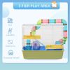 3-Tier Large Toy-Filled Steel Small Animal Cage, Includes Exercise Wheel, Water Bottle, Food Dish, Blue
