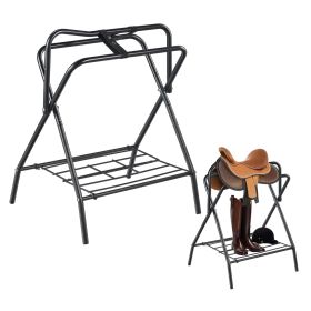 Folding Saddle Rack, 28 x 19 x 37.5 in, Freestanding Horse Saddle Stand, Portable Horse Blanket Holder