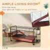 48" L Small Animal Cage, Pet Play House for Rabbit Hutch or Ferret with Feeder, Rolling Wheels, Platform, Ramp