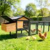 Wooden Chicken Coop, Large Outdoor Hen House with Nesting Box Poultry Cage, Waterproof for Outdoor Backyard