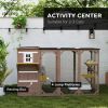 Wooden Cat 76"L Walk in Outdoor Cat House with Asphalt Roof, Lockable Doors