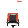 Pet Bike Trailer Orange and Black Oxford Fabric, Iron, PVC Small