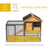 Wood-Metal Large Rabbit Hutch Bunny Cage Pet House Small Animal Habitat with Slide-Out Tray, Lockable Door, Water-Resistant Asphalt Roof