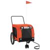 Pet Bike Trailer Orange and Black Oxford Fabric, Iron, PVC Small