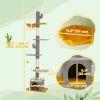 Floor to Ceiling Cat TreeTower with 90.5"-108" Adjustable Height, Scratching Posts, Hammock, Comdo, Toy Ball, Light Grey