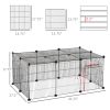 Small Animal Cage for Bunny, Guinea Pig, Chinchilla, Hedgehog, Portable Pet Enclosure with Door, 16 Panels