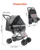 VEVOR Pet Stroller, 44 lbs Weight Capacity, Foldable Dog Stroller Cart, 4 Wheels Cats Stroller with Mesh Windows & Revrsible Handle