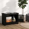 PawHut Large Elevated Dog Bowls with Storage Cabinet Containing Large 37L Capacity, Raised Dog Bowl Stand Pet Food Bowl Dog Feeding Station, Black