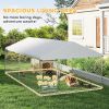 Outdoor Dog Run w/ Adjustable & Rotating Bowls, Waterproof UV-Resistant Cover, Secure Lock, 13.1' x 7.5' x 5.2'