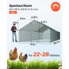 Large Metal Chicken Coop, 9.8 x 26.2 x 6.6 ft, Walk-in Chicken Runs with Waterproof Cover, Spire Roof Hen House Enclosure with Lock