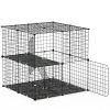 2Tier Cat Cage Playpen Indoor Pet Enclosures Kitten Kennel House Detachable Cat Crate with Climbing Ladder 2 Doors for 1-2 Cats for Ferret Squirrel Sm