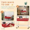 Two-Story Small Animal Cage Removable from Stand, Pet Habitat with Shelf & Wheels, 33" x 18.5" x 35", Red