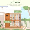 68.75" H Cat Cage Large Wooden Outdoor Cat House with Large Run for Play, Catio for Lounging, and Condo Area for Sleeping, Natural