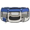 Dog Playpen Blue and cream Polyester, Steel 57.1 x 57.1 x 24.0 in