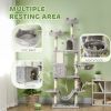 81" Large Cat Tree w/ Scratching Posts, Condos, Beds, Hammocks, Jumping Platforms, Toy Balls, Rope Cat Toy, Light Grey