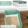 Top Entry Enclosed Kitty Litter Box with Scoop, Tray, Front Entry, Large Space, Foldable, Portable, Green