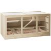 Wooden Hamster Cage Rat Cage with Slide, Tray, Natural Wood