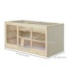 Wooden Hamster Cage Rat Cage with Slide, Tray, Natural Wood
