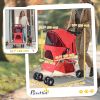 Foldable Pet Stroller Carrier with Storage Basket and Cup Holder Wheels