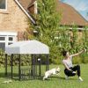 Welded Wire Outdoor Dog Kennel with 360Â° Rotating & 4 Levels Adjustable Bowls, Waterproof Cover, 3.9' x 3.9' x 4