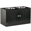 Elevated Dog Bowls for Large Dogs Pet Feeding Station with Stand, Storage, 2 Stainless Steel Food and Water Bowls, Black, 23.6" x 11.8" x 14"