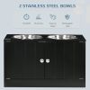 Elevated Dog Bowls for Large Dogs Pet Feeding Station with Stand, Storage, 2 Stainless Steel Food and Water Bowls, Black, 23.6" x 11.8" x 14"