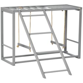 Wooden Chicken Activity Play with Swing Set, Multiple Perches & Hen Ladder, Gray