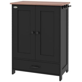 Pet Feeding Station, Dog Food Storage Cabinet w/ Raised Bowls, Adjustable Panel, Black (Option: Black-915x450x195 mm)