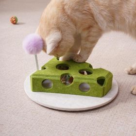 Cat Puzzle Toy Suction Base Interactive Treat Box with Ball & Wand (Option: Green)