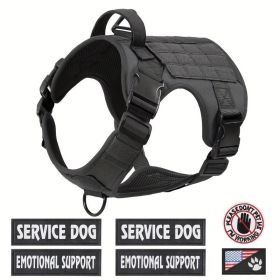 American Local Tactical Pet Boobs Service Dog Harness Vest Adjustable Reflective Metal Buckle Hiking Training (Option: Black-S)