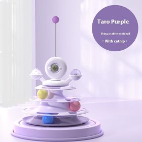 4 Levels Cat Toy Tower Turntable Roller Balls Toys Interactive Intelligence Pets Toys Training (Option: Taro Purple Table Tennis-OPP Bag Packaging)