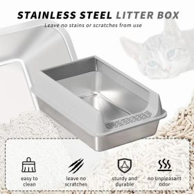 Stainless Steel Cat Litter Box - Non-Stick, Scratch Resistant, Easy To Clean, Odorless & Durable (Option: GreyM)