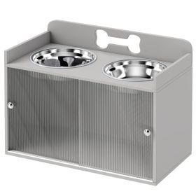 **Elevated Dog Bowls with Storage Raised Stand 2 Stainless Bowls** (Option: Gray-700x395x170 mm)