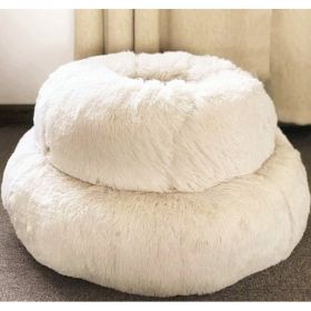 Dog Beds For Small Dogs Round Plush Cat Litter Kennel Pet Nest Mat Puppy Beds (Option: White-40cm)