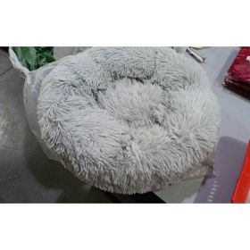 Dog Beds For Small Dogs Round Plush Cat Litter Kennel Pet Nest Mat Puppy Beds (Option: Light gray-80cm)