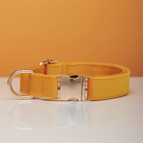 Multiple Colour Velvet Personalise Dog Collar Leash Set With Bow (Option: Yellow-M)