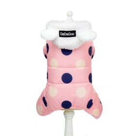 Warm big polka dot four-leg cotton coat (Option: Pink-L)